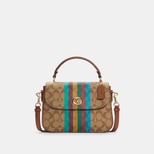 Marlie Top Handle Satchel In Signature Canvas With Stripe